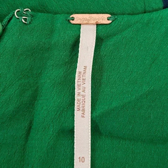 Free People Womens Neon Garden Floral Mini Dress Size 10 Green V Neck Bohemian - Picture 4 of 12